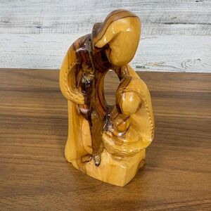 Joseph‎ ,Virgin Mary and Jesus Hand Carved Real Wood Sculpture 4"